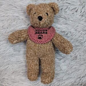 Vintage Boyds Barley Bear Plush‎ Cub 1991 Red Plaid Bib # 1226 Stuffed Animal
